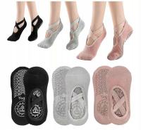 3 szt. Skarpety do pilatesu Skarpetki do jogi z chwytami dla kobiet antypoślizgowe jeden rozmiar