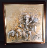 ANK STARY OBRAZ SŁOŃ SŁONIE malowane