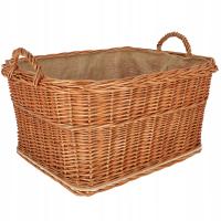 KOSZ KOSZYK WIKLINOWY 50X60 CM KOMINKOWY NA DREWNO OPAŁ DO KOMINKA Z RĄCZKĄ