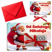 Świąteczny BON podarunkowy na pieniądze Voucher prezent na Mikołajki Święta