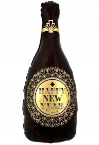 BALON szampan HAPPY NEW sylwester BUTELKA czarna sylwestrowe dekoracje