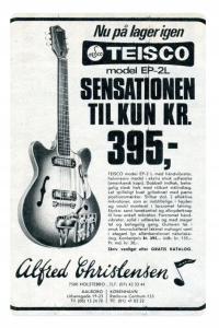 Магнит реклама гитар Teisco 1969 года