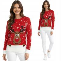 Sweter świąteczny damski czerwony renifer świąteczne swetry