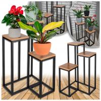 Kwietnik Stojący Stojak Na Kwiatki Rośliny Czarny Metalowy Loft 3 Poziomy