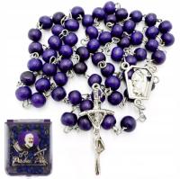 Różaniec Drewniany PACHNĄCY FIOŁKAMI w pudełeczku Św. Ojciec Pio ZAPACHOWY