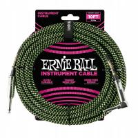 ERNIE BALL EB 6077-прямой/угловой гитарный кабель 3,05 м ПВХ оплетка зеленый
