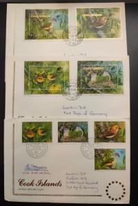 !! PTAKI - COOK ISLANDS 1989 - 3 KOPERTY FDC - LIST - STAN BDB !!