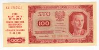 100 złotych 1948 KR banknot z nadrukiem