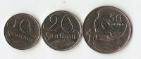 Łotwa 10 20 50 Santimu 1922 zestaw 3 sztuki