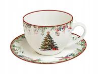 Filiżanka z motywem świątecznym porcelanowa 220 ml + spodek