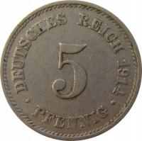 2891. Niemcy 5 Pfennig 1914 E