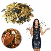 Dekoracja na SYLWESTRA Nowy Rok 2026 papierowe konfetti złote czarne ozdoba