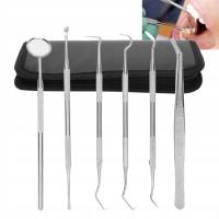 ZESTAW NARZĘDZI DENTYSTYCZNYCH STAL NIERDZEWNA 6SZT + ETUI