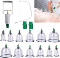 КИТАЙСКИЕ ВАКУУМНЫЕ БАНКИ БЕЗ КОСТОЧЕК, НАБОР ДЛЯ ЛЕЧЕНИЯ С НАСОСОМ, 12 ШТ.