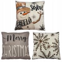 3x POSZEWKI NA PODUSZKI ŚWIĄTECZNE DEKORACYJNE OZDOBNE BAWEŁNA 45x45 JASIEK