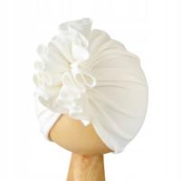 TURBAN CZAPECZKA BAWEŁNIANA NIEMOWLĘCA wiosenna jesienna ecru krem 36-40cm