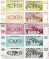 Słowenia - Slovenia 1990 - zestaw 5 szt 1+2+5+10+50 Tolar - Pick 1-5 UNC