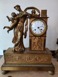 Zegar kominkowy Figuralny EMPIRE Francja XIX W