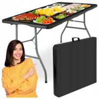 STÓŁ CATERINGOWY TURYSTYCZNY SKŁADANY W WALIZKĘ GRILL CZARNY 150 CM