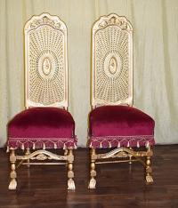 Комплект из 2 предметов-злотый бордовый мини-кресло трон стул молодая пара