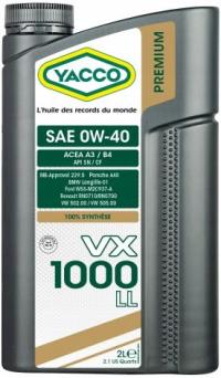 YACCO PREMIUM VX1000LL 0W40 2L A3 B4 MB 229.5 BMW