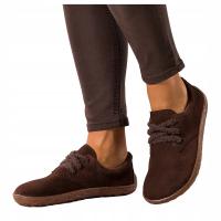 Czekoladowe BUTY BAREFOT Damskie SKÓRZANE Zamszowe WYGODNE Szerokie