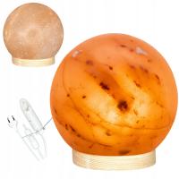 Lampa solna POLSKA 3-4 kg na jasnej BUKOWEJ podstawce kula jonizator MOON