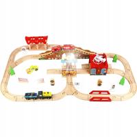 DREWNIANA KOLEJKA ZABAWKA Z POCIĄGIEM I TORAMI DUŻA MIASTO CITY 58 części