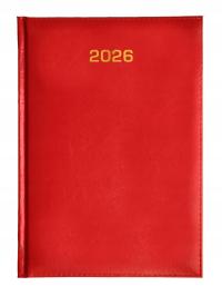 Kalendarz książkowy A5, dzienny, 320 stron, rok 2026, czerwony