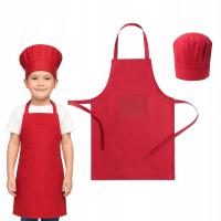 Zestaw Małego Kucharza da dzieci fartuch czapka kucharska czerwony