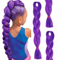 Синтетические косички для волос, прямые волосы для наращивания, фиолетовые, 60 см, искусственные