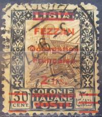 Fezzan kolonia francuska stary znaczek z nadrukiem (6/32