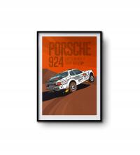 Plakat Samochodowy 50x70cm | Porsche 924 Turbo Dakar