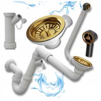 Настенный сифон для раковины слив злотый однокамерный с ручным переливом