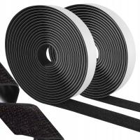 TAŚMA RZEP SAMOPRZYLEPNA DWUSTRONNA CZARNA MOCNA Z KLEJEM ROLKA KOMPLET 5M