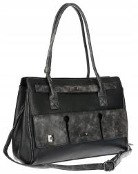 Torebka damska shopper A4 elegancka do pracy włoska marka MC434 Czarna