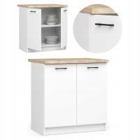 Шкаф кухни 80км Оливии стоящий с столешницей 2 двери 2 полки просторный белый