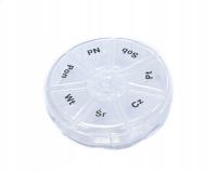 Kasetka pudełko pojemnik tygodniowy na leki okrągły przezroczysty