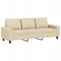 Sofa 3-osobowa kremowa 214x77x80 cm