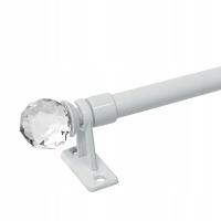 MINI KARNISZ z kryształkiem GLOBE 80 cm ROZSUWANY do 100 cm BIAŁY