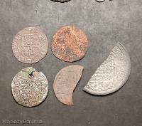 ZESTAW 5 x fałszerstwo z epoki półgrosz grosz półtorak trojak