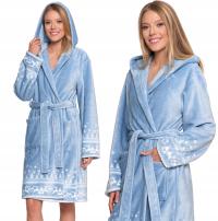 SZLAFROK DAMSKI WIĄZANY Z KIESZENIAMI CIEPŁY MORAJ W SKANDYNAWSKI WZÓR