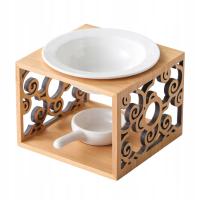 Kominek zapachowy ceramiczny aromaterapia bambus z ornamentami na tealight