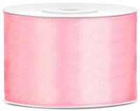 JASNORÓŻOWA WSTĄŻKA TASIEMKA SATYNOWA 50 MM 25 M RÓŻOWA PAKOWANIE PREZENTÓW