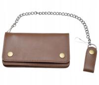 Portfel Skórzany Brązowy + Łańcuch Do Paska Spodni