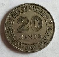 Moneta Borneo 20 cent 1950 Jerzy VI