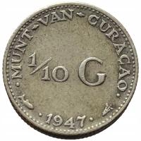 46252. Curacao - 1/10 guldena - 1947r. - Ag