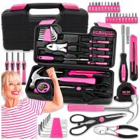 ZESTAW NARZĘDZI RĘCZNYCH DLA KOBIET do Naprawy Domu 40el Różowe W WALIZCE