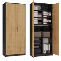 ОФИСНАЯ КНИЖНАЯ ПОЛКА ГОСТИНАЯ OLIV 2D АНТРАЦИТ ДУБ ARTISAN ДЛЯ ГОСТИНОЙ, ОФИСА, КАБИНЕТА