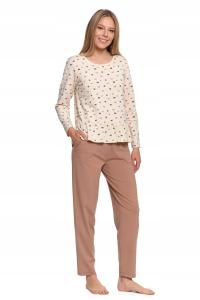 PIŻAMA DAMSKA BAWEŁNIANA ELEGANCKA DŁUGI RĘKAW GÓRA Z FALBANKĄ MORAJ